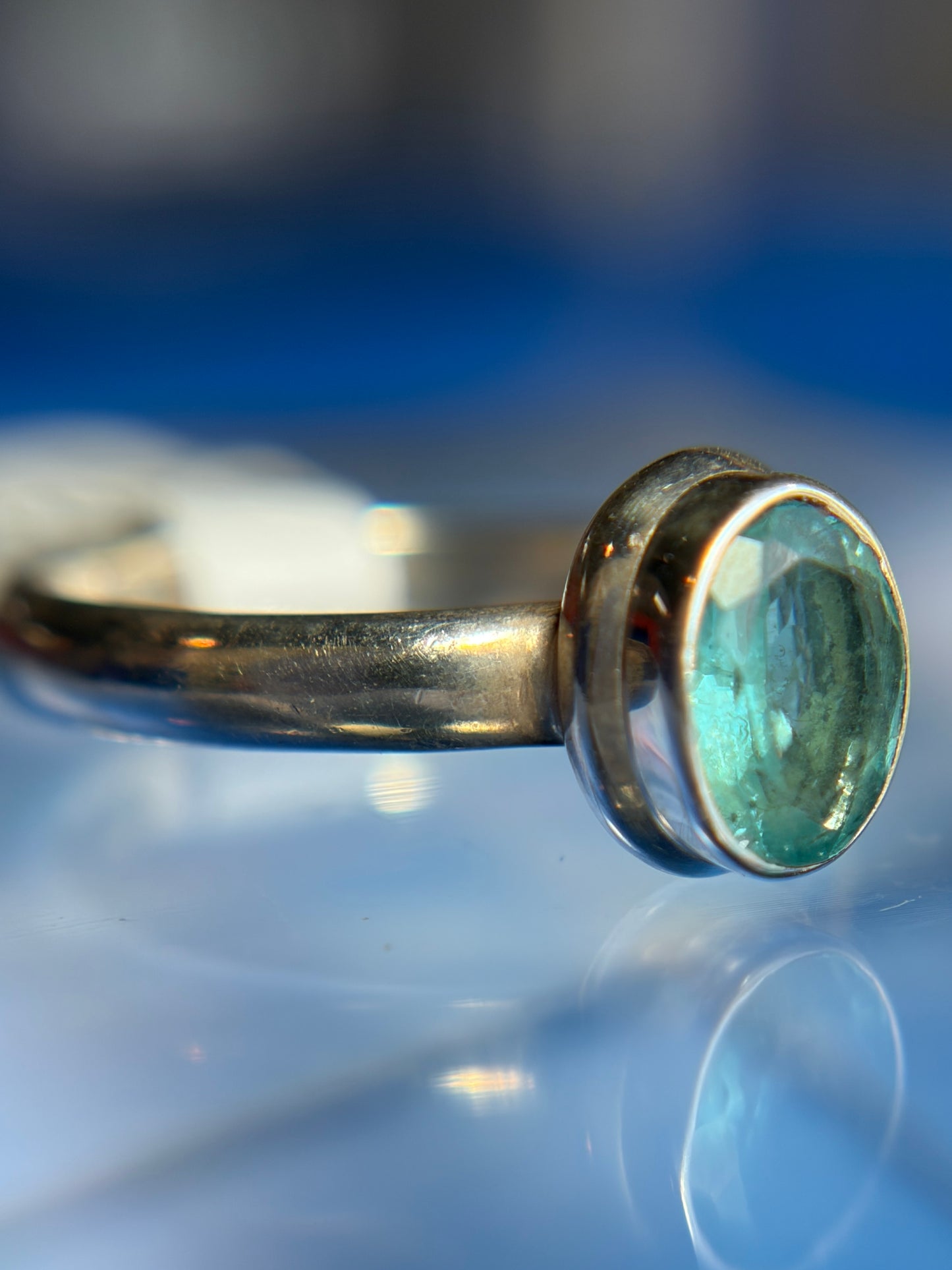 Blue Apatite Ring Size 6 Sterling Silver