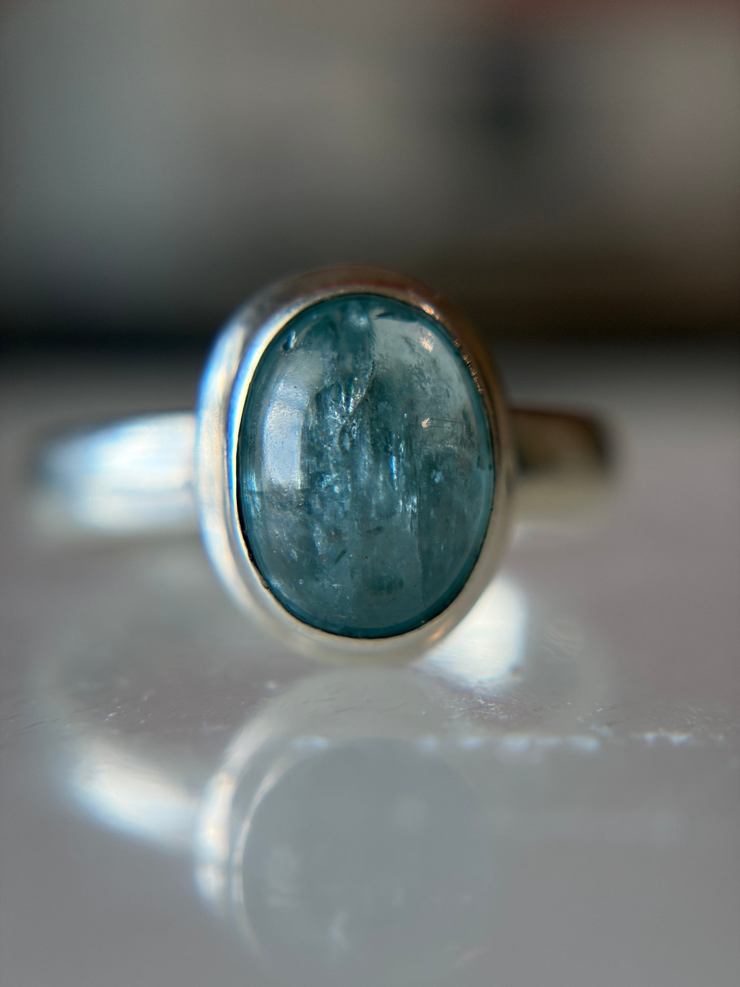 Aqua Kyanite Ring Size 7 Sterling Silver