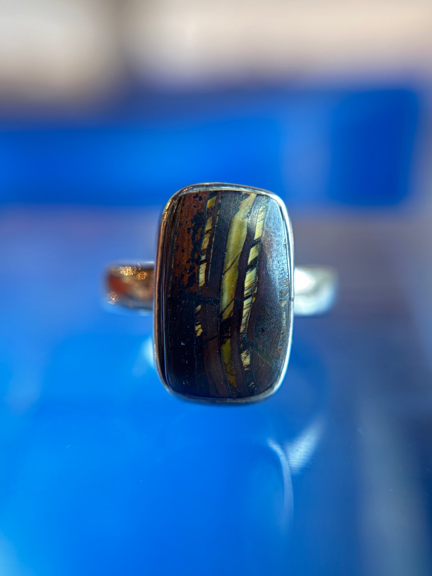Iron Tiger’s Eye Ring Size 6 Sterling Silver