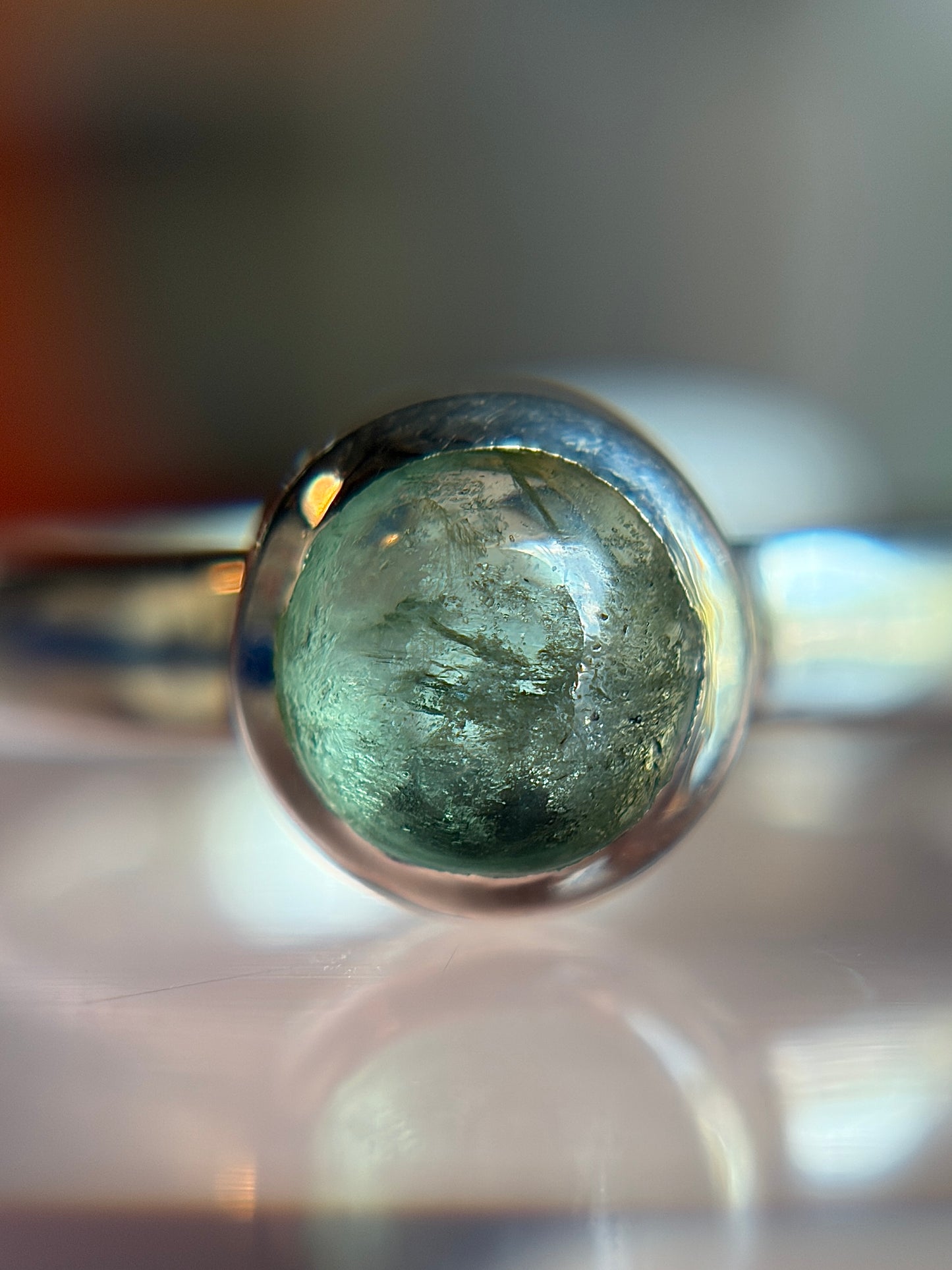 Green Kyanite Ring Size 9 Sterling Silver