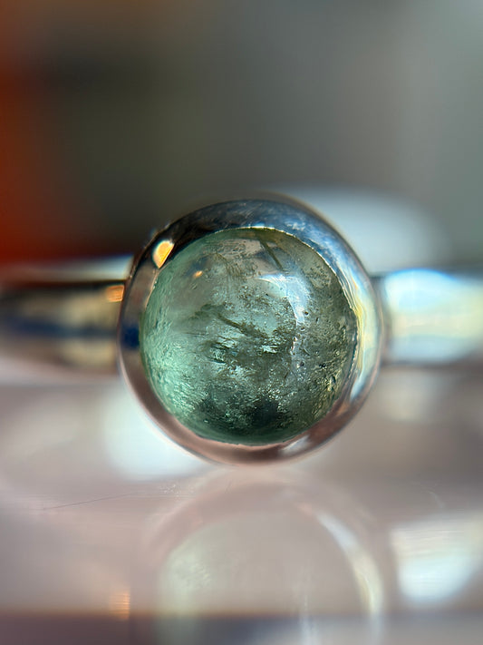 Green Kyanite Ring Size 9 Sterling Silver