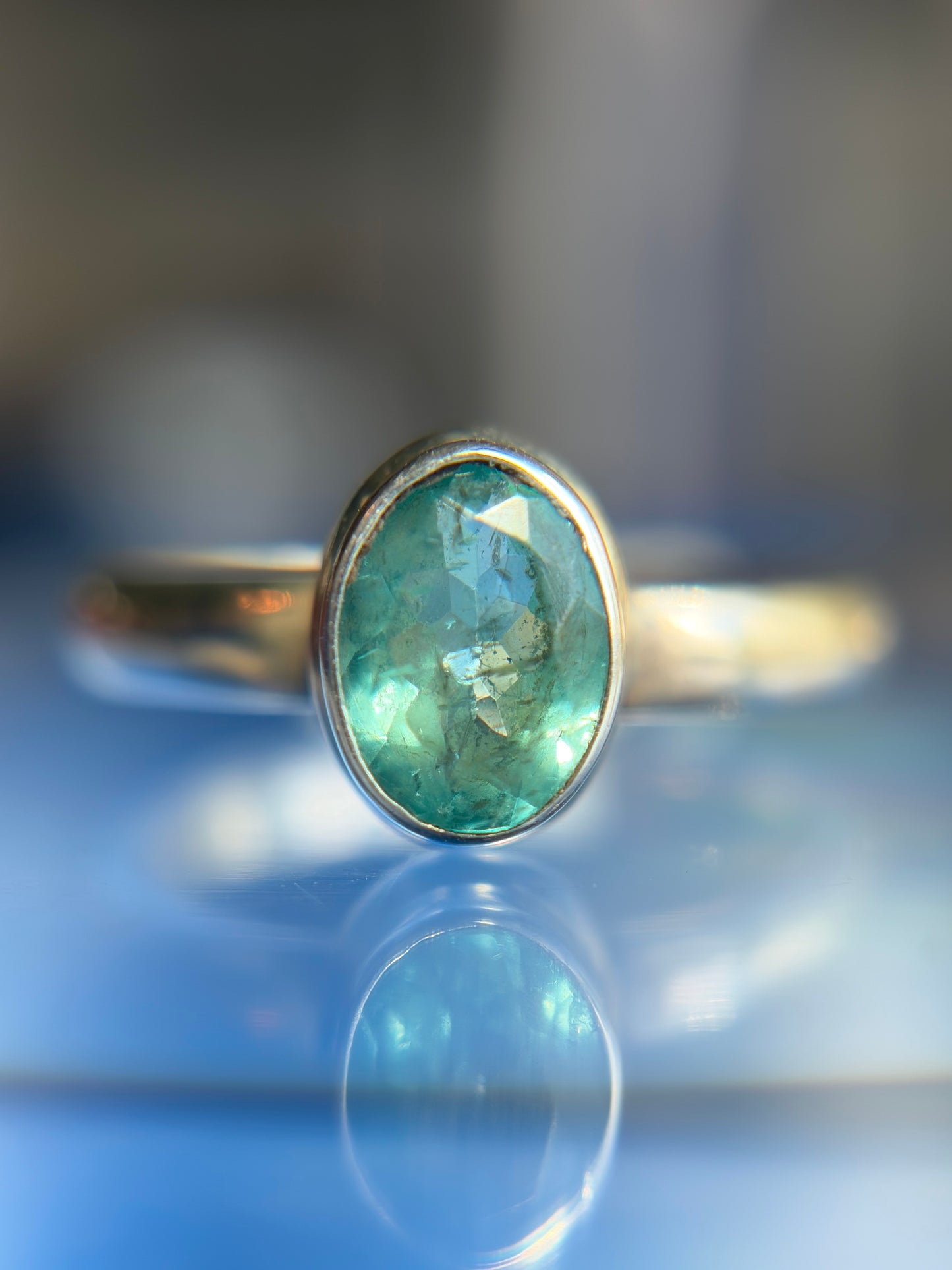 Blue Apatite Ring Size 6 Sterling Silver
