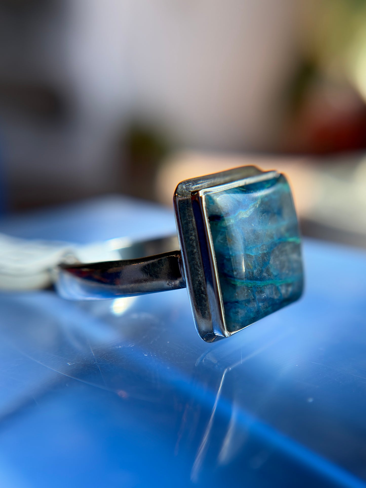 Shattuckite Ring Size 9 Sterling Silver