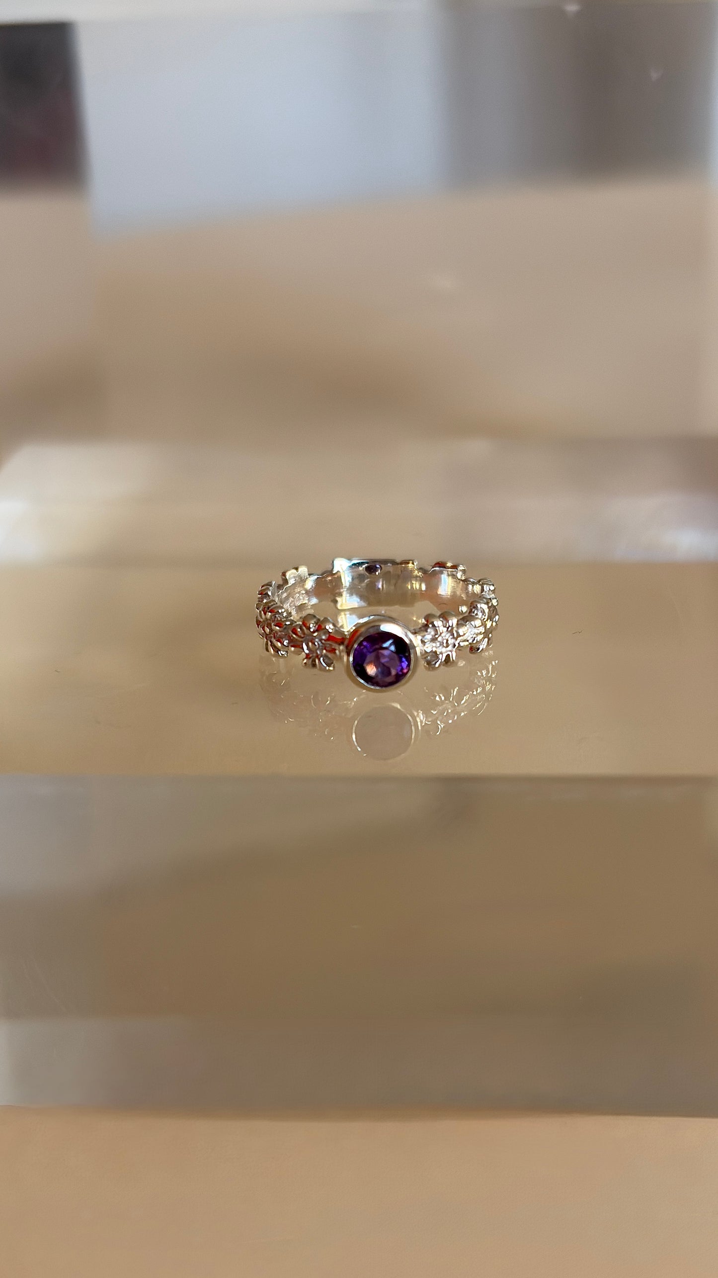 Amethyst Daisy Ring Size 6