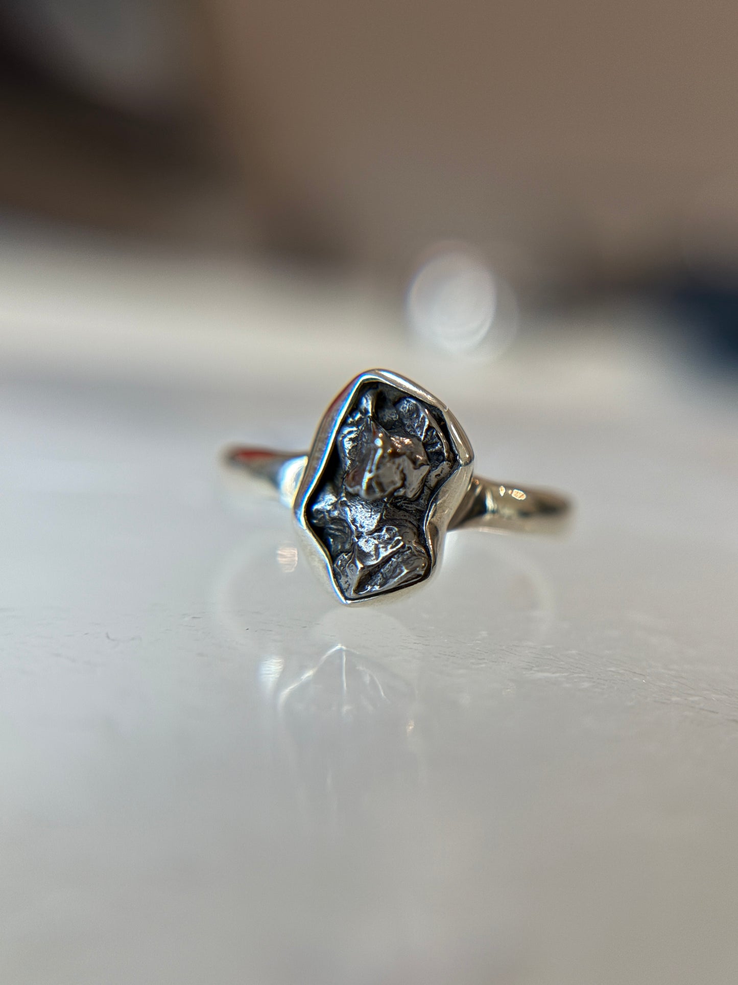 Meteorite from Argentina Sterling Silver Ring Size 9