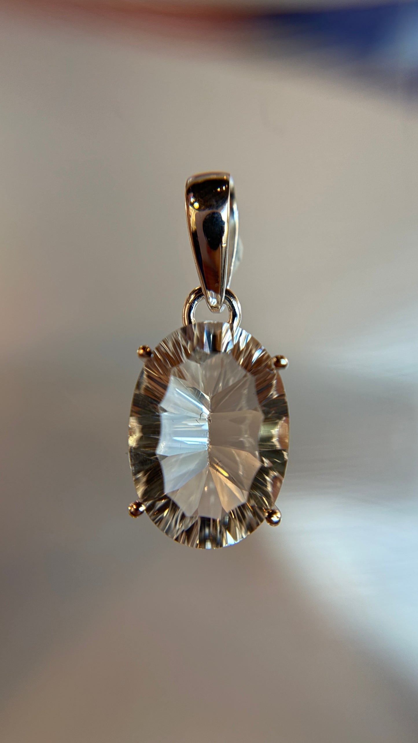 Faceted Clear Quartz Necklace Pendant