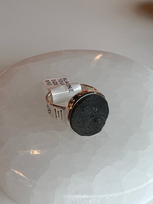 Black Tourmaline Ring | size 7 | .925 Sterling silver