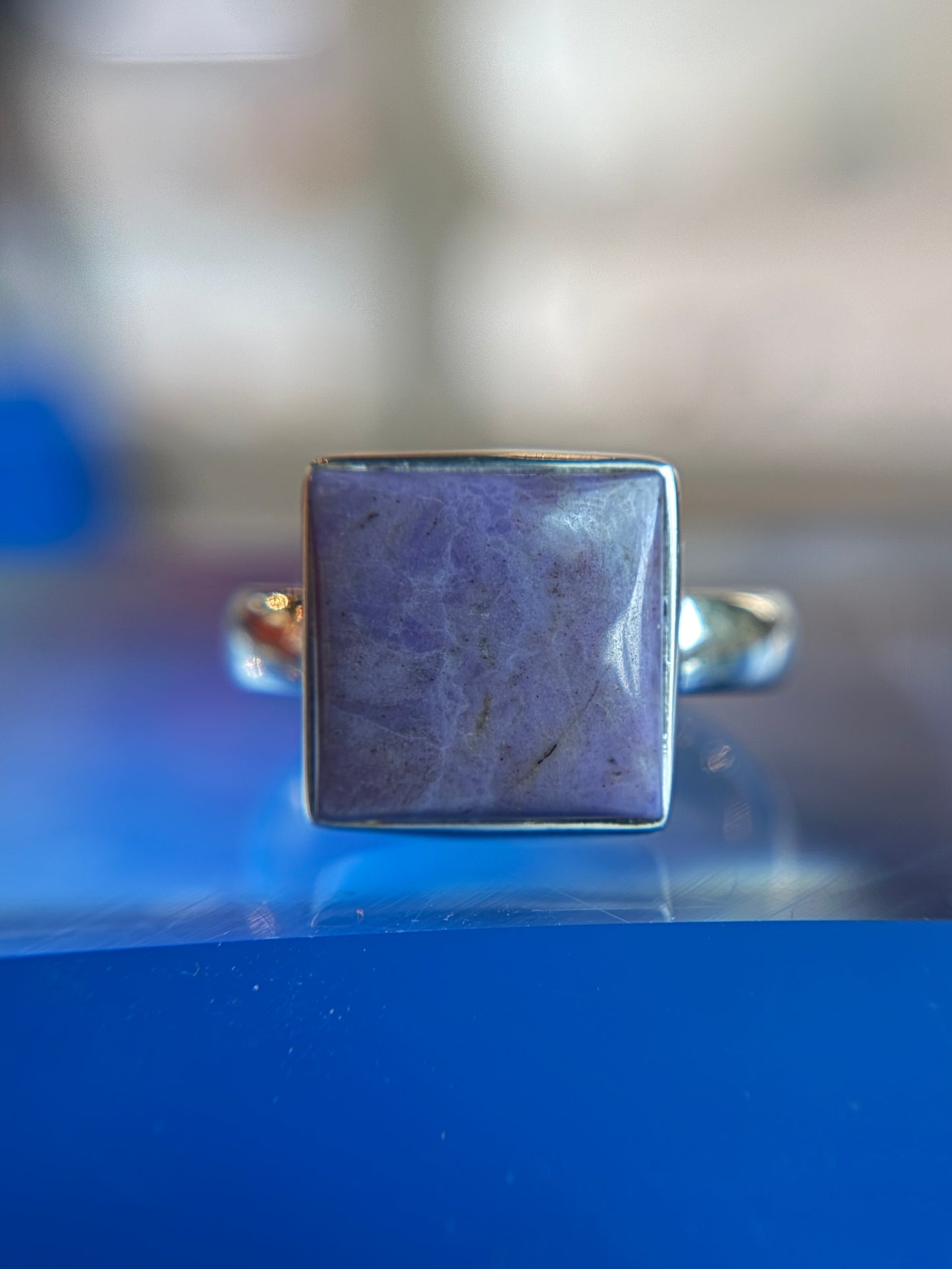 Purple Jade Ring Size 11 Sterling Silver
