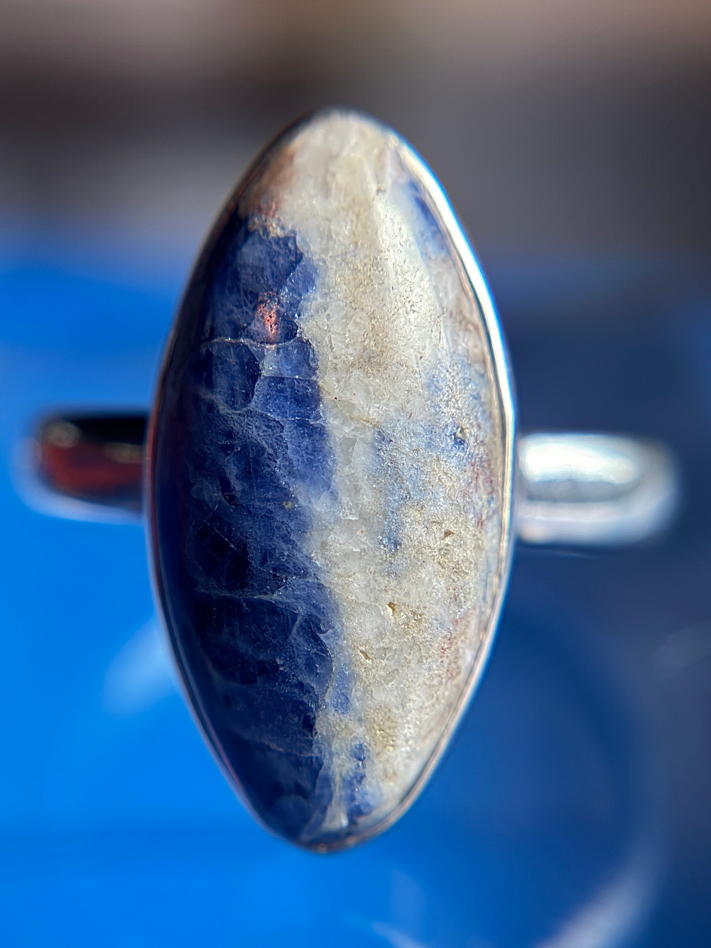 Sodalite Ring Size 12 Sterling Silver