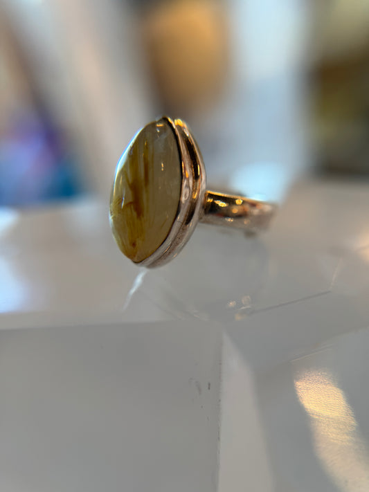 Gold Rutile Quartz Ring Size 5