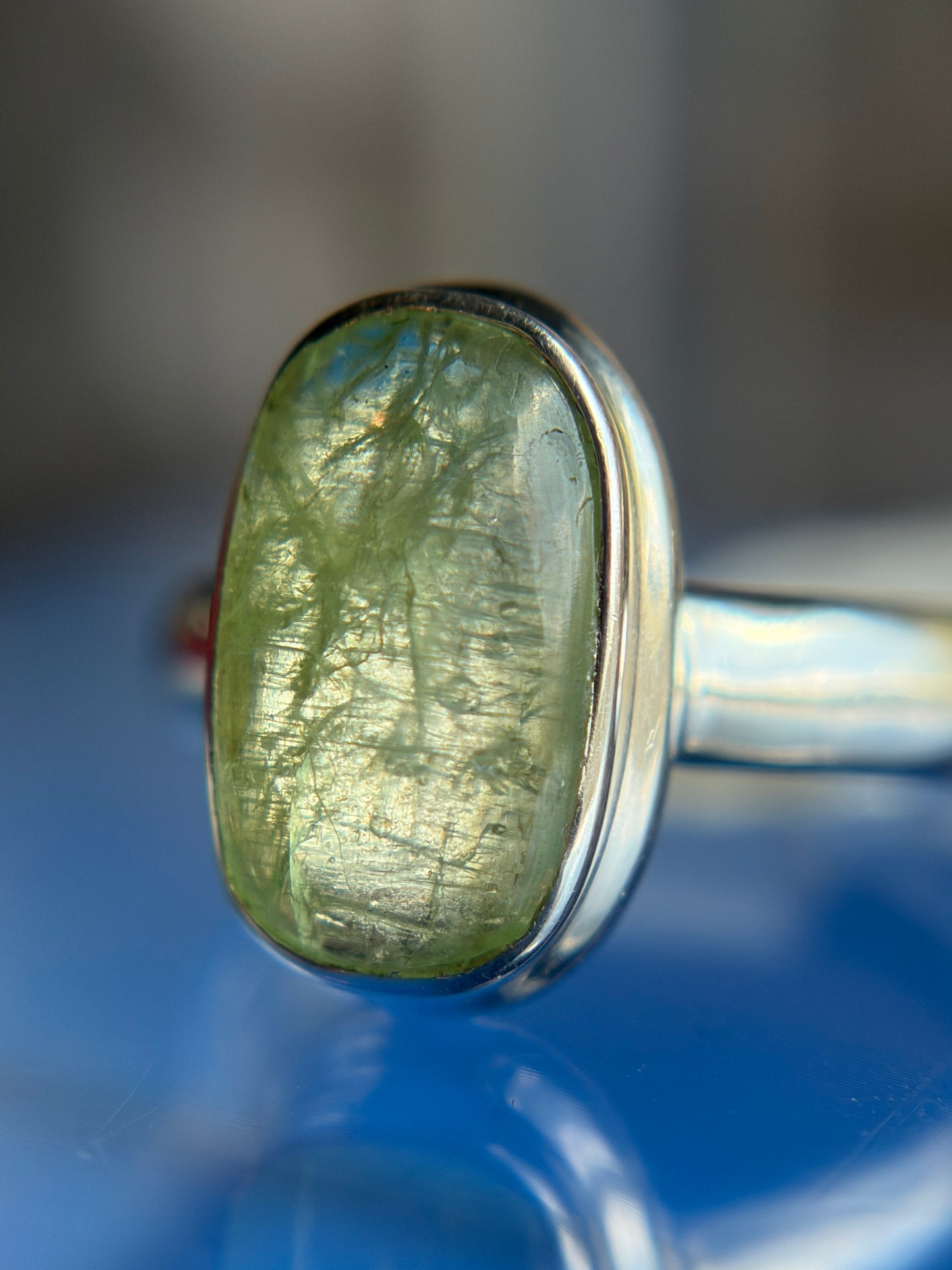 Green Kyanite Ring Size 5 Sterling Silver