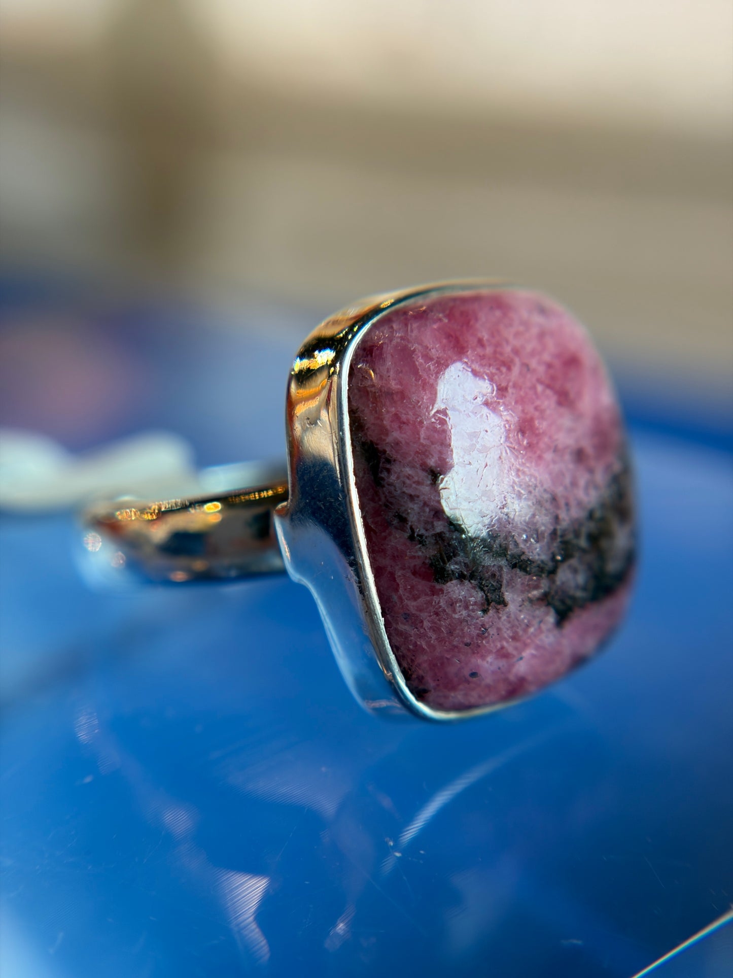 Rhodonite Ring Size 6 Sterling Silver