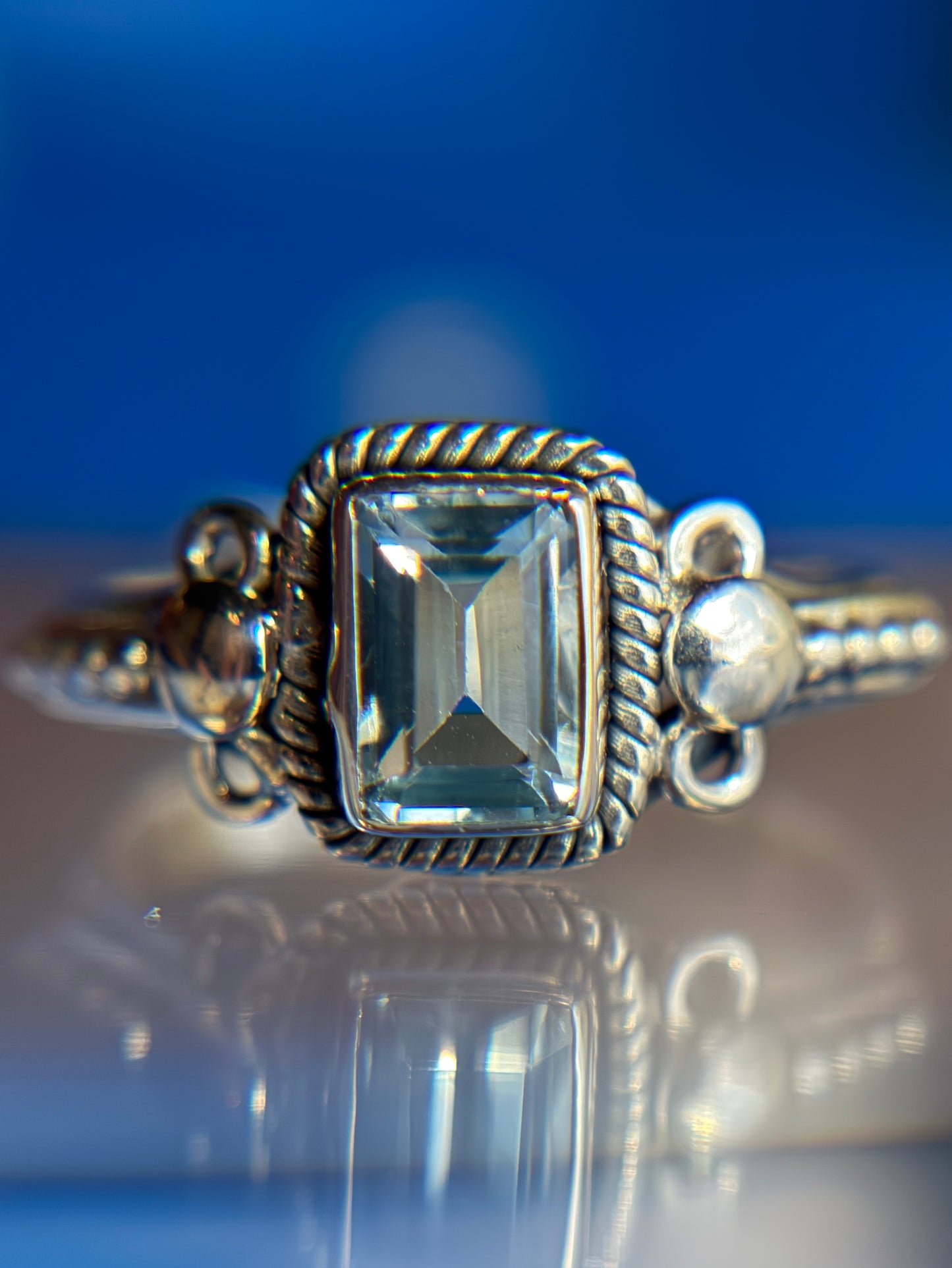 Blue Topaz Ring Size 9 Sterling Silver