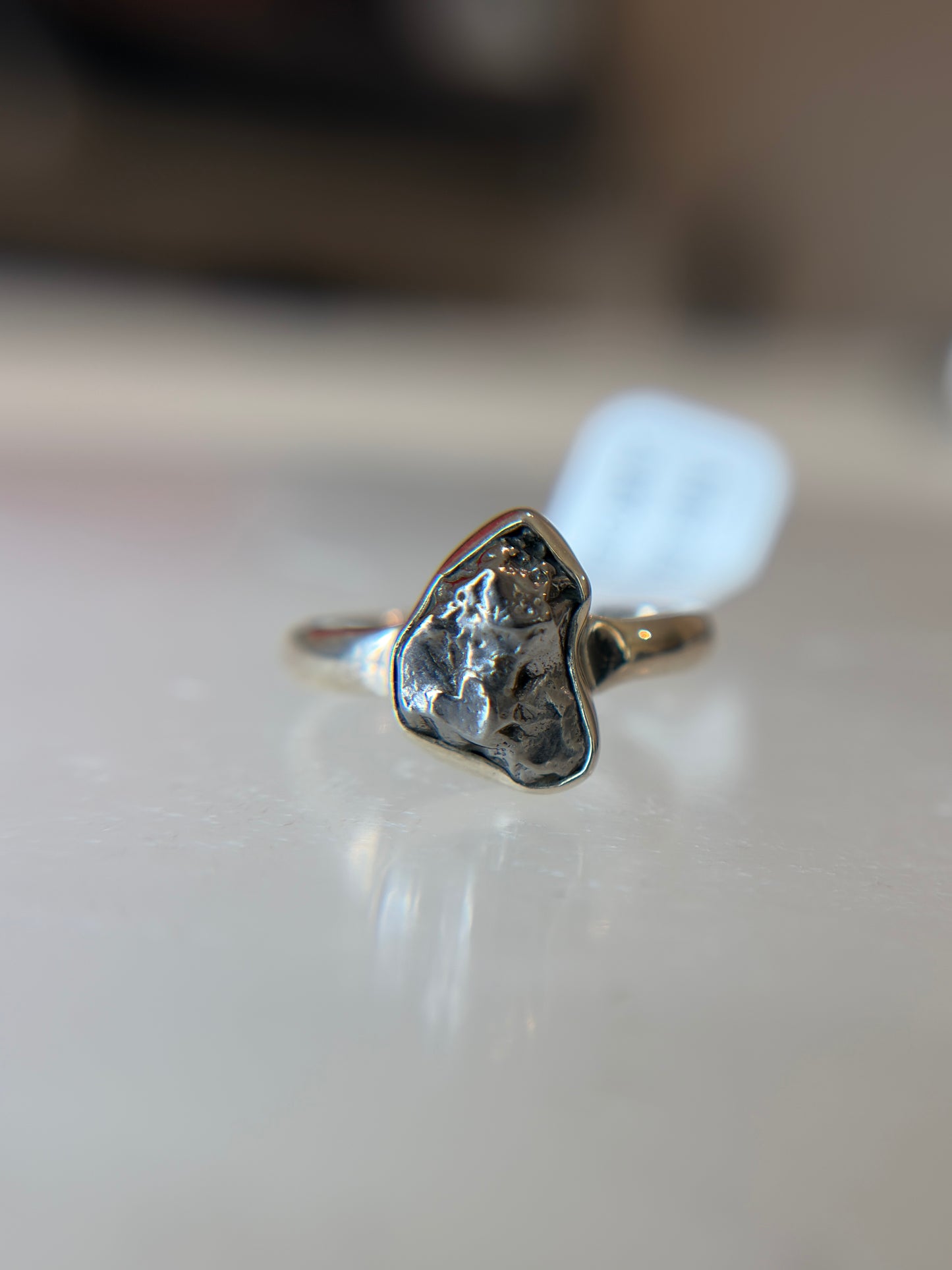 Meteorite from Argentina Sterling Silver Ring Size 6