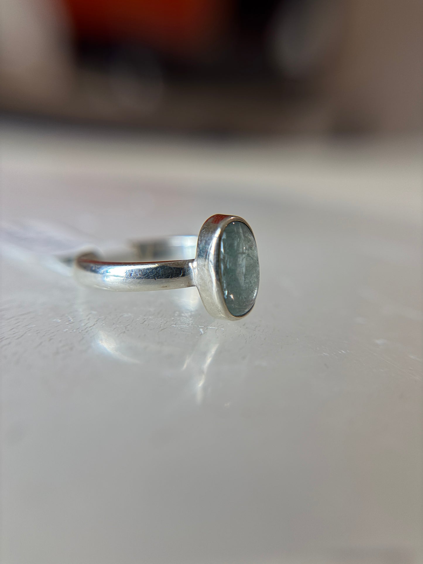Aqua Kyanite Ring Size 6 Sterling Silver
