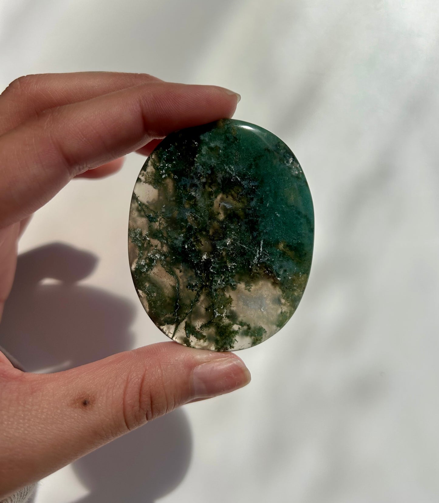 Moss Agate Palm Stone