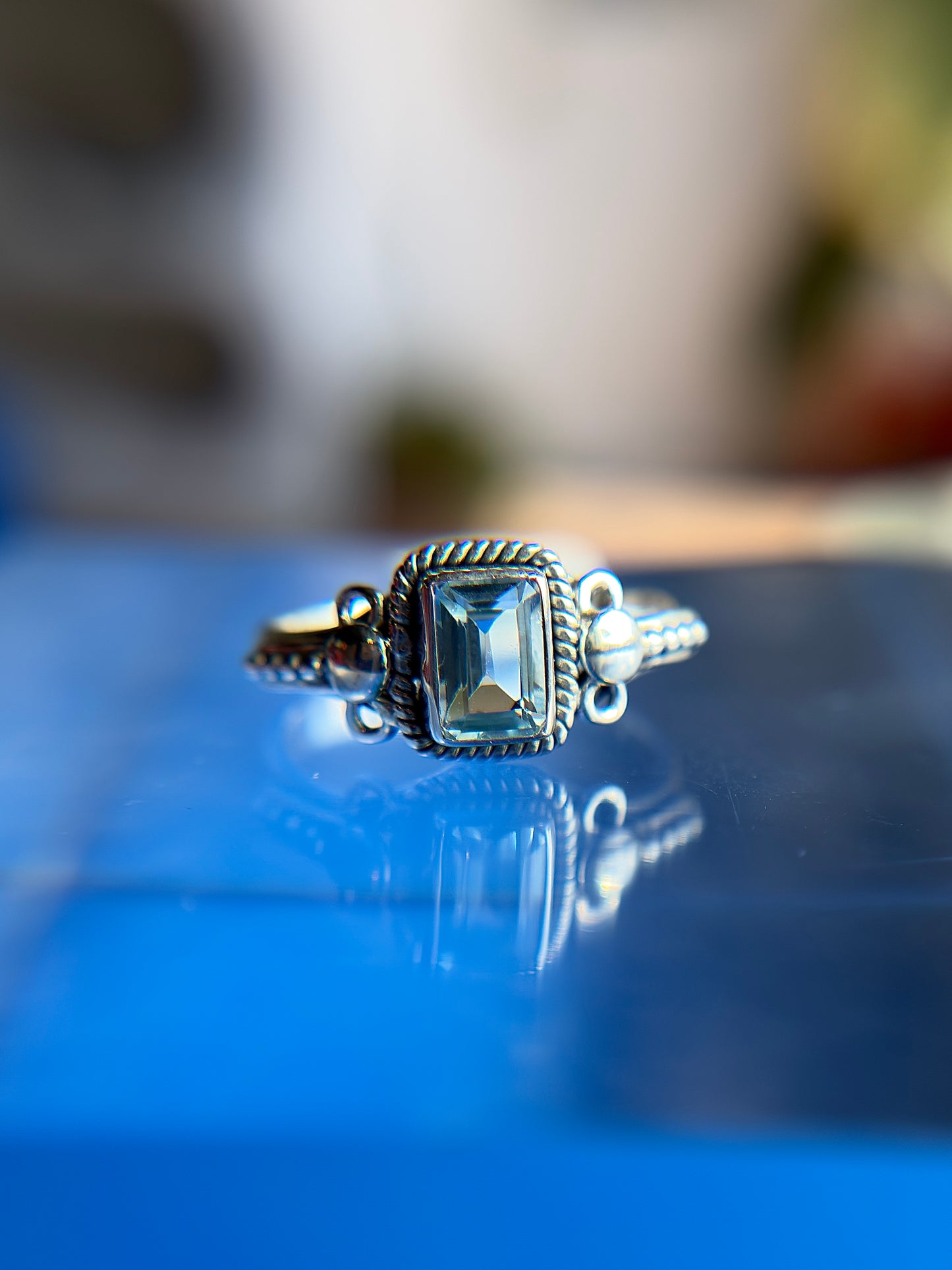 Blue Topaz Ring Size 9 Sterling Silver