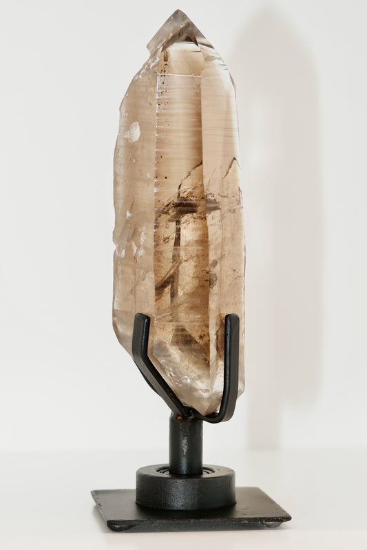 Rare Lemurian Smoky Citrine on swivel stand