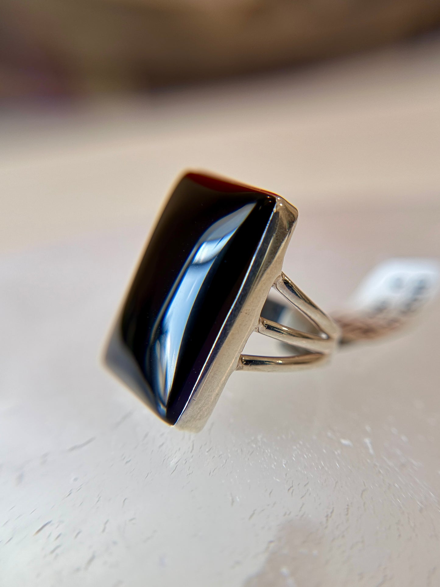 Onyx Sterling Silver Ring Size 6
