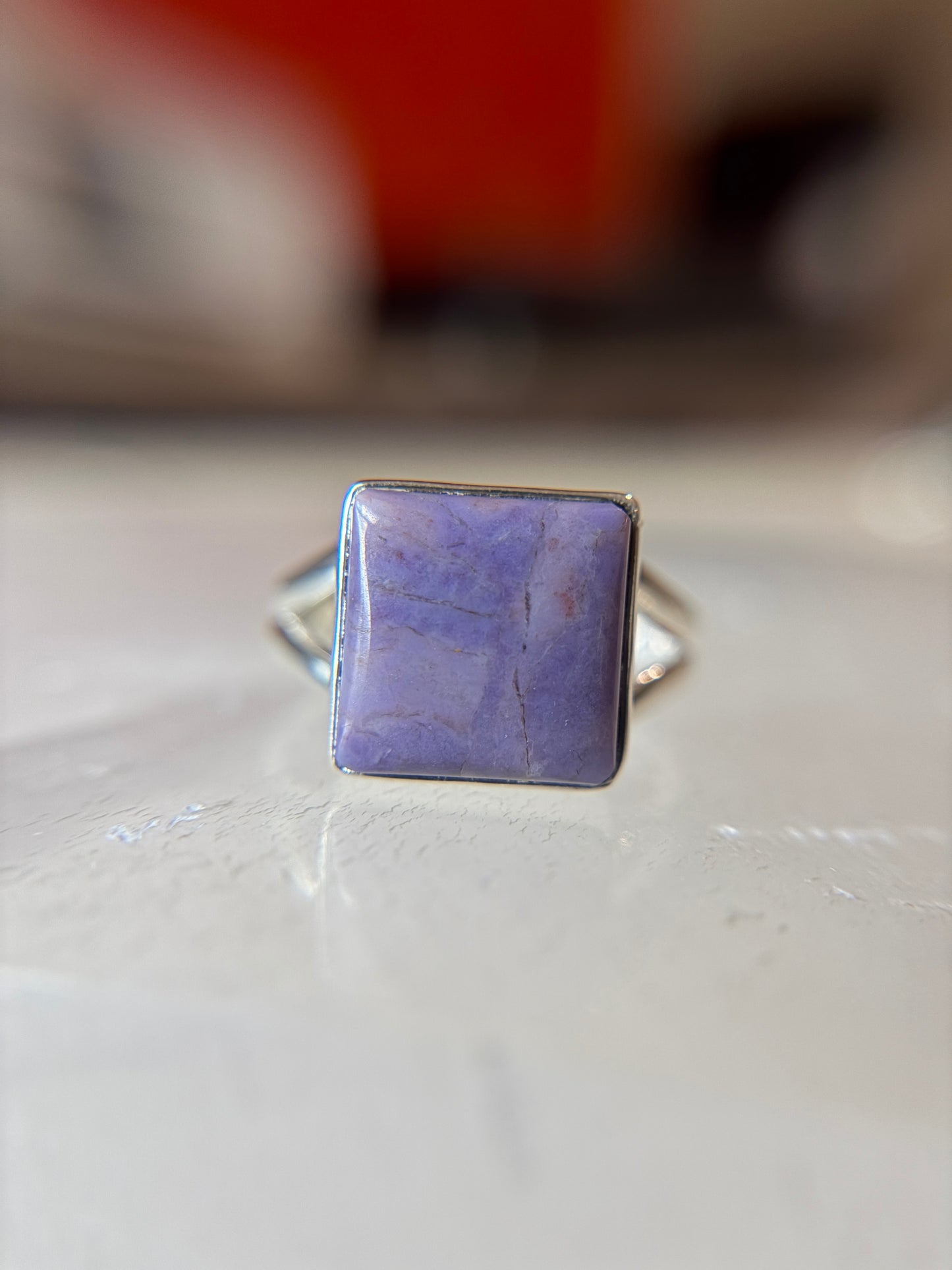 Purple Jade Ring Size 11 Sterling Silver