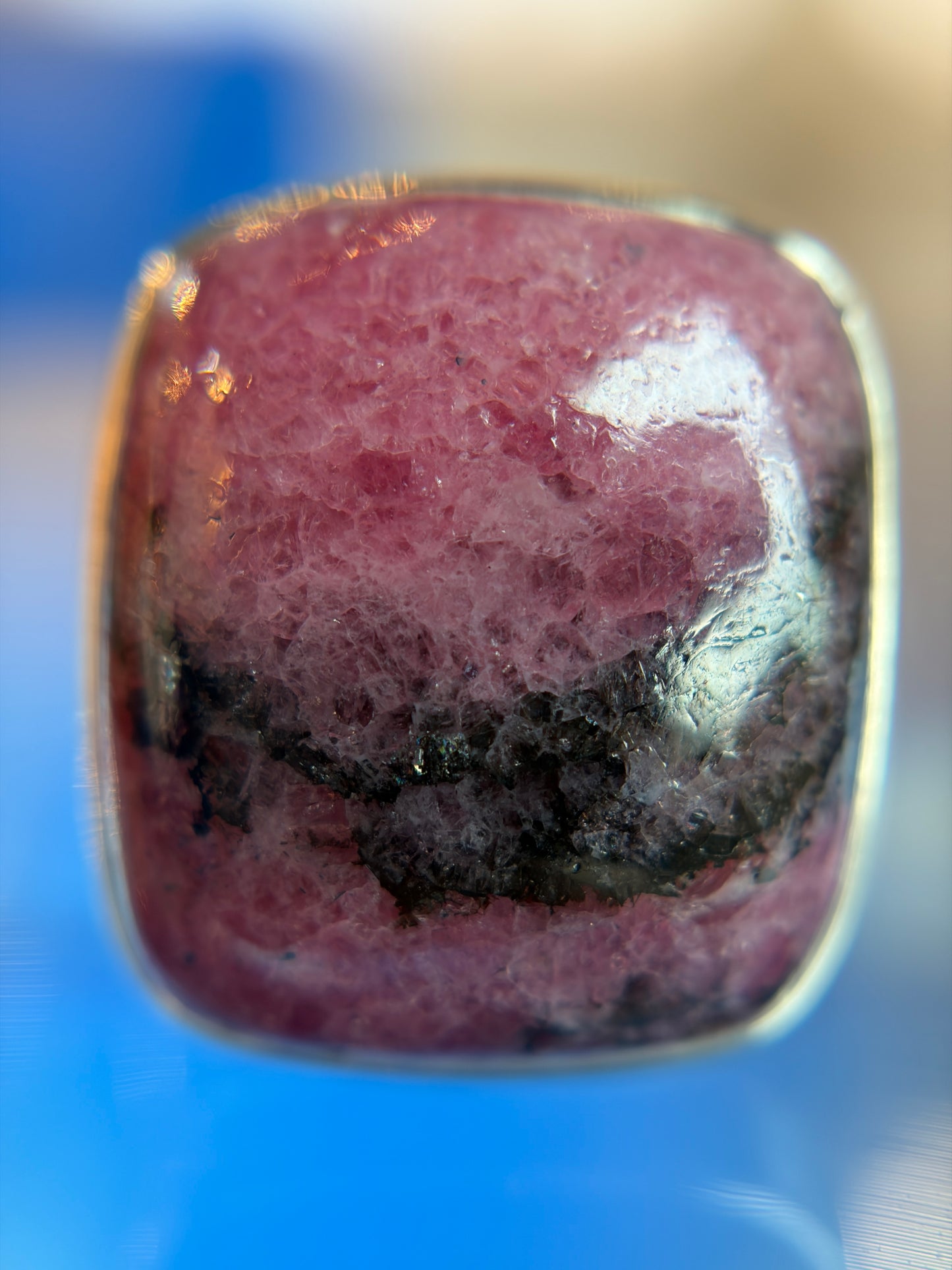 Rhodonite Ring Size 6 Sterling Silver