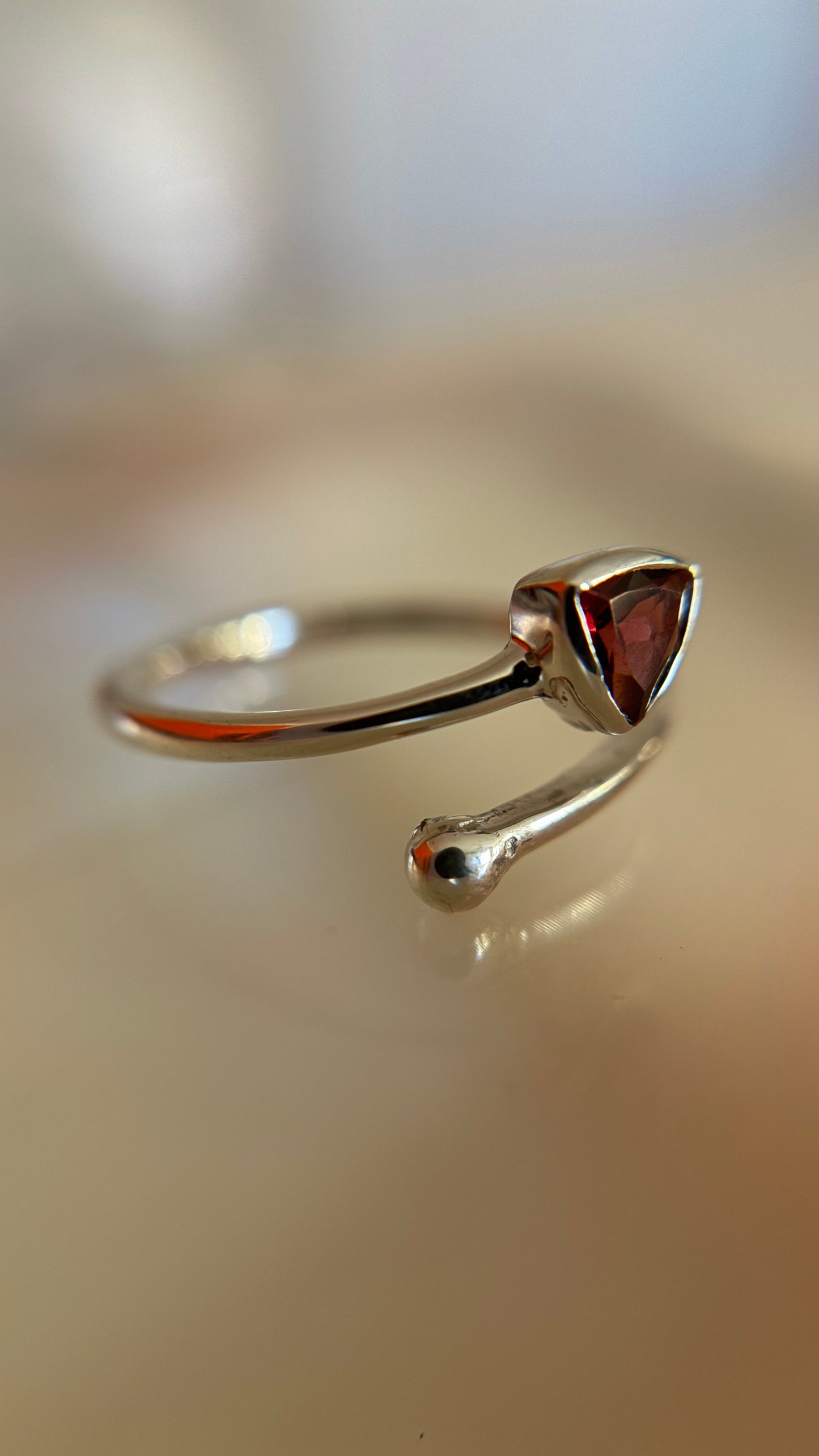 Garnet Ring Adjustable Size 6-8