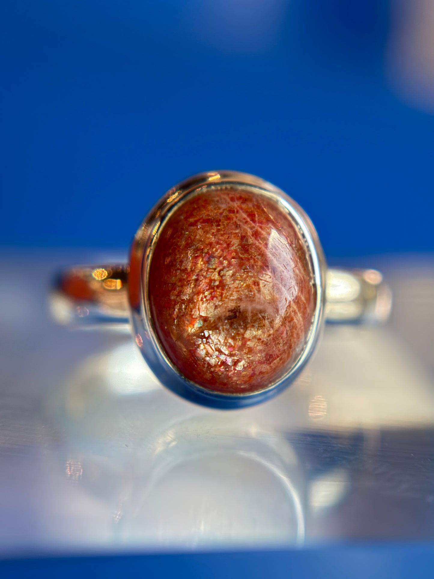 Sunstone Ring Size 8 Sterling Silver