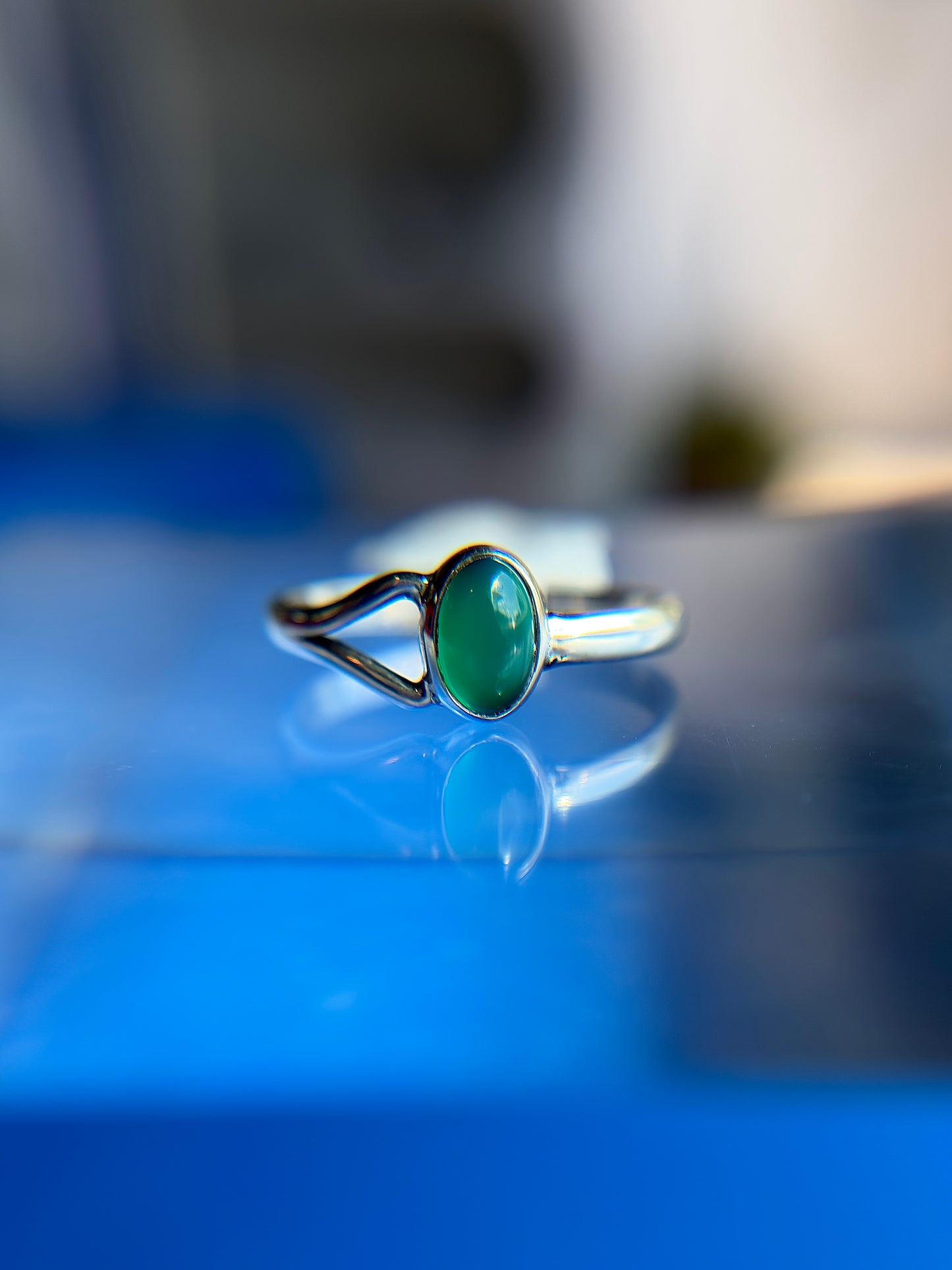 Green Onyx Ring Sterling Silver