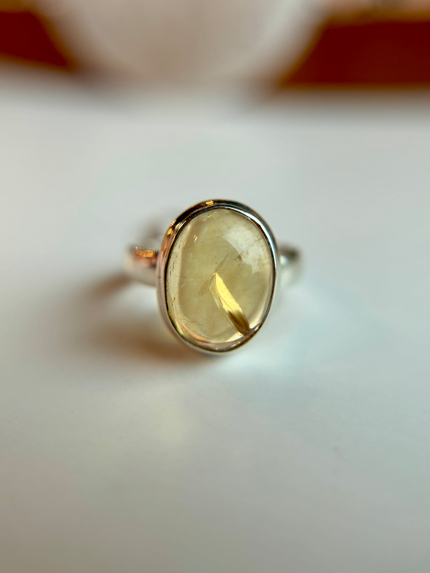 Sterling Silver Citrine Ring Size 6