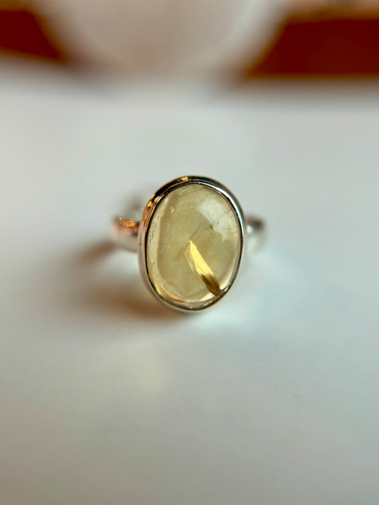 Sterling Silver Citrine Ring Size 6