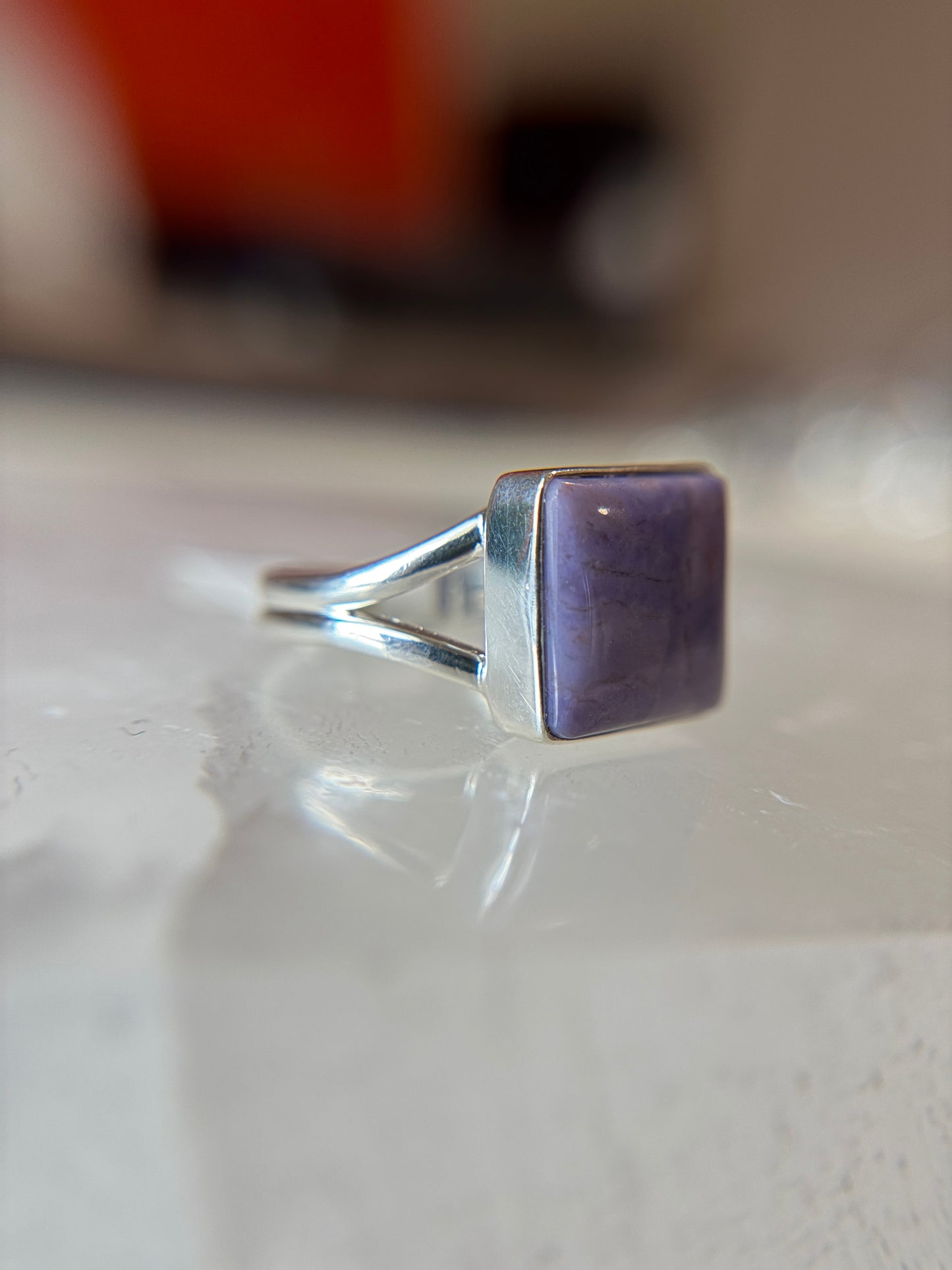 Purple Jade Ring Size 11 Sterling Silver
