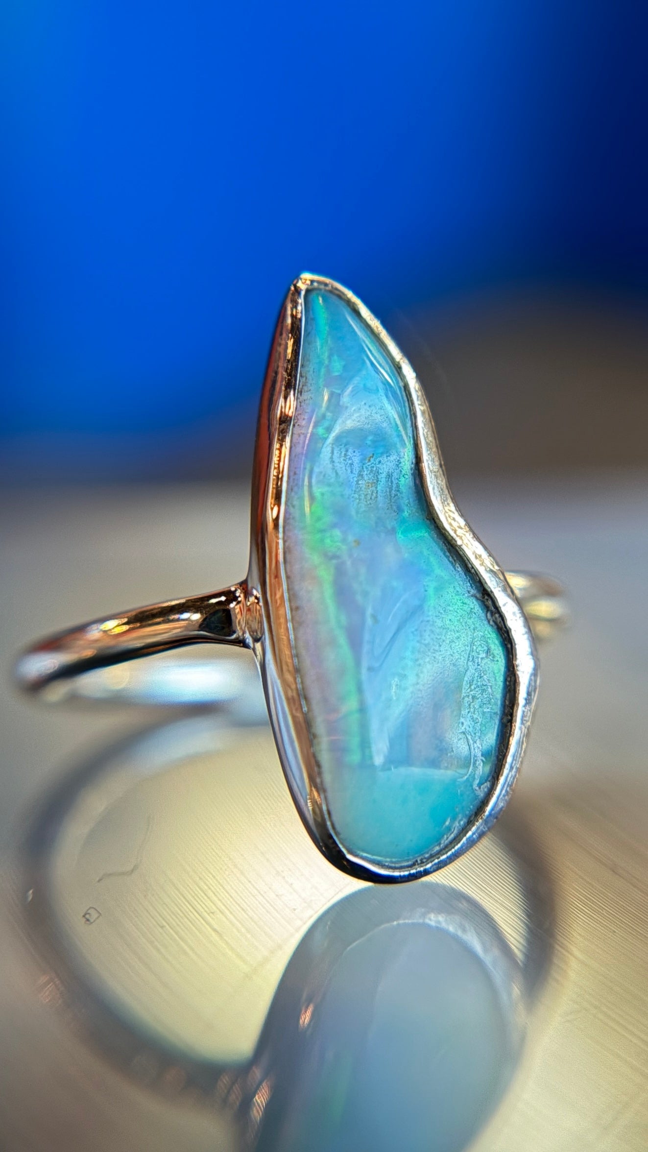 Sterling Silver Natural Opal Ring Size 5