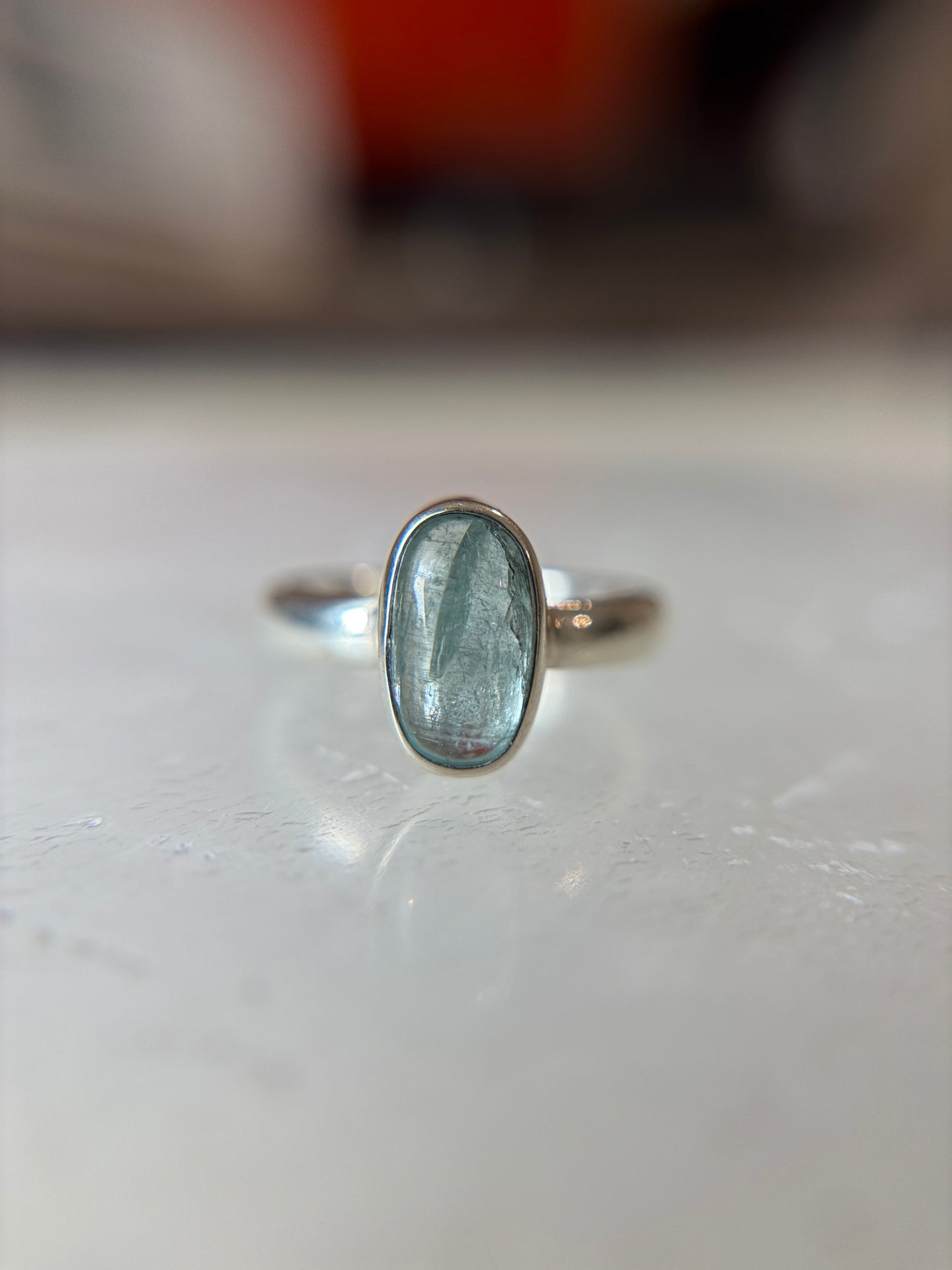 Aqua Kyanite Ring Size 6 Sterling Silver