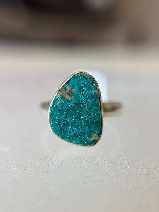 Dioptase Sterling Silver Ring Size 8