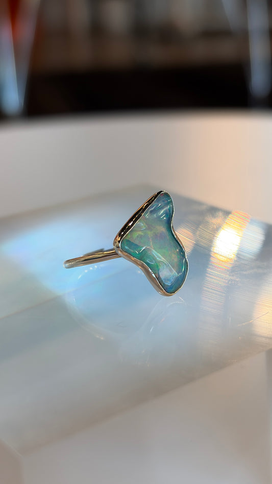 Sterling Silver Natural Opal Ring Size 7