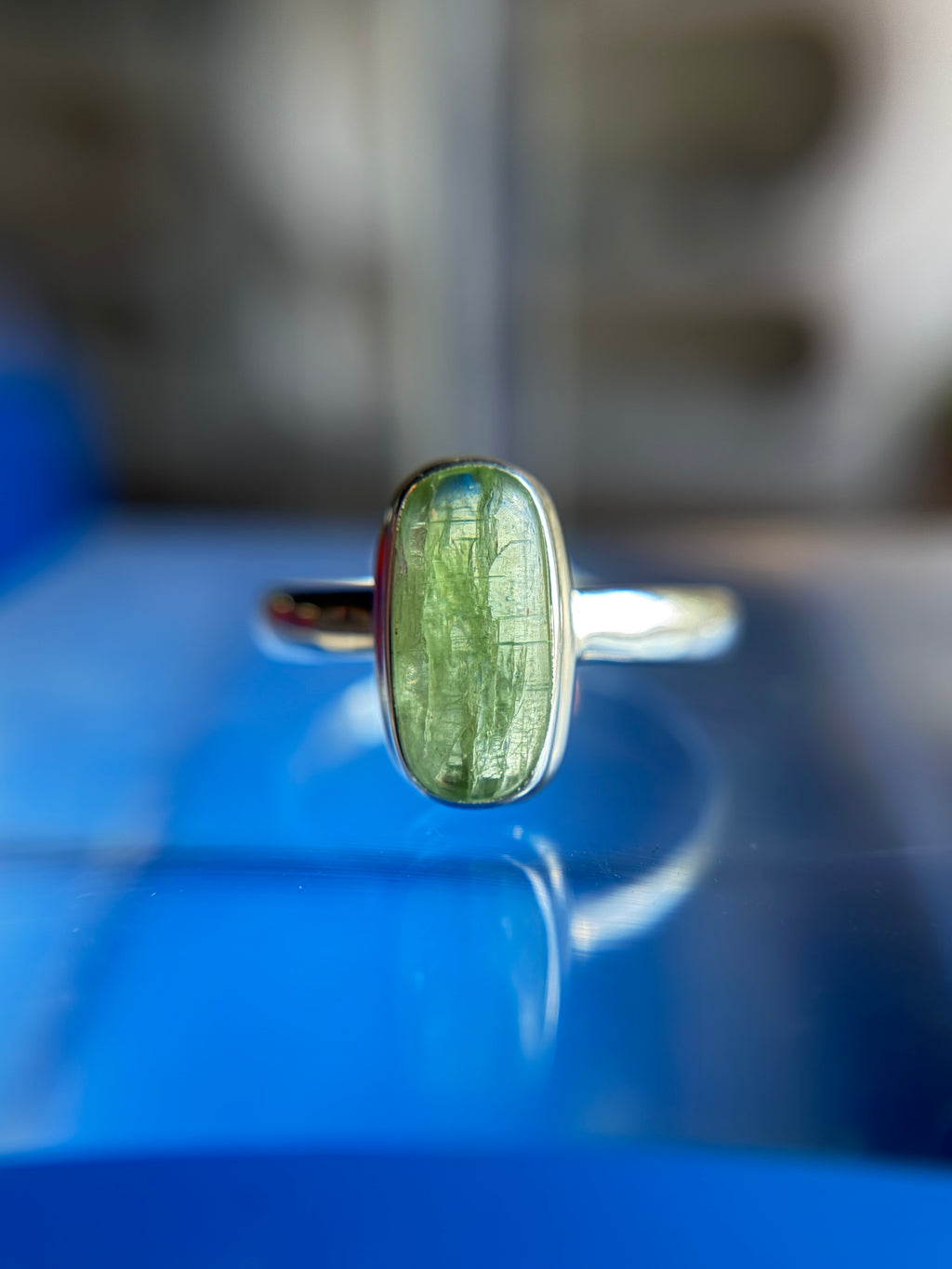 Green Kyanite Ring Size 11 Sterling Silver