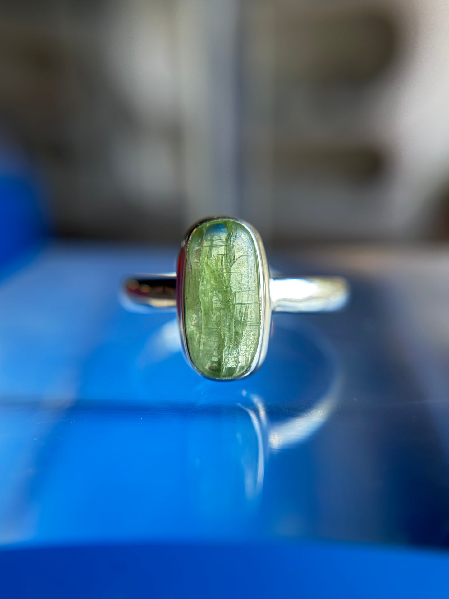 Green Kyanite Ring Size 11 Sterling Silver