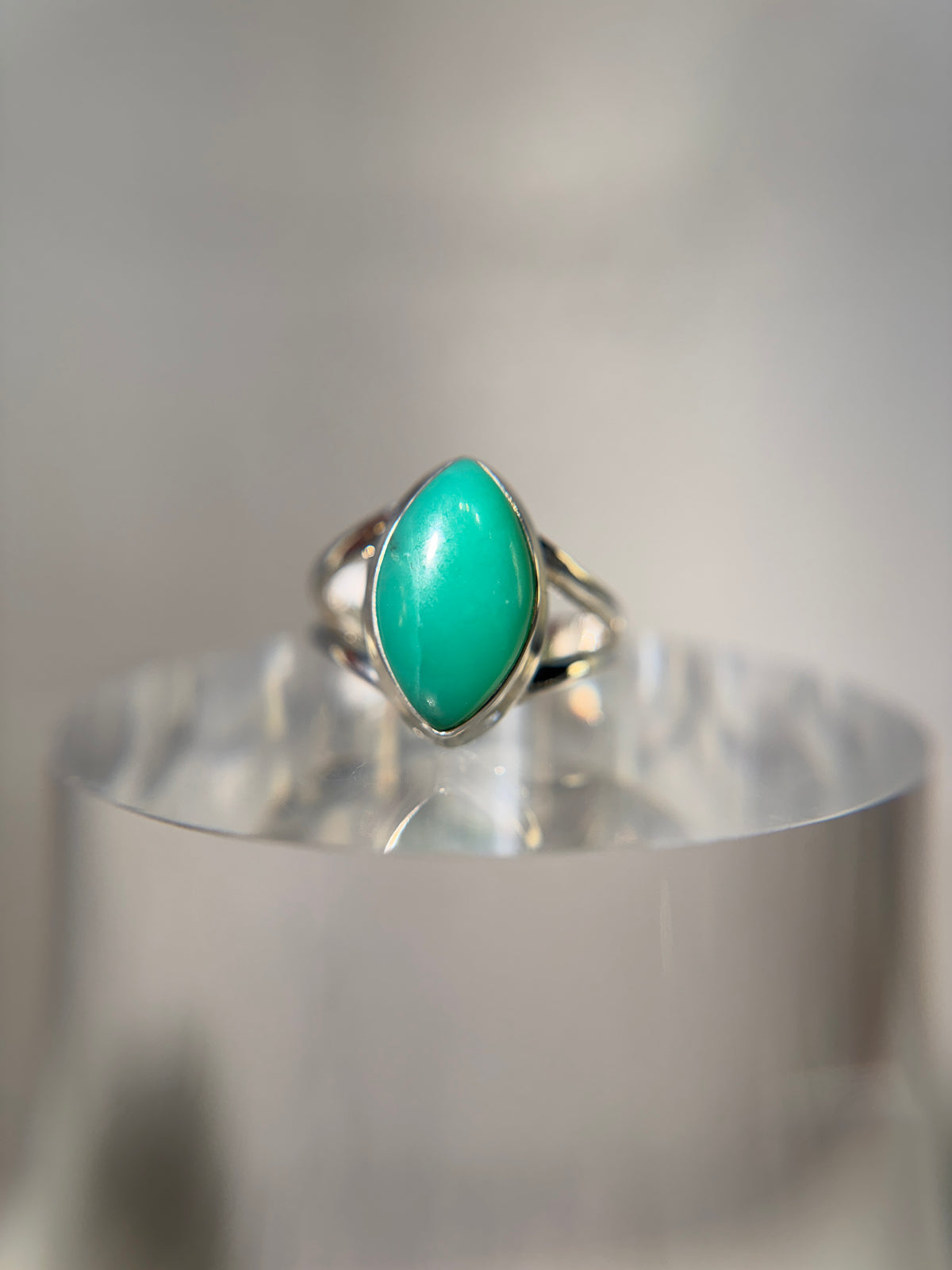 Chrysoprase Sterling Silver Ring Size 7.5