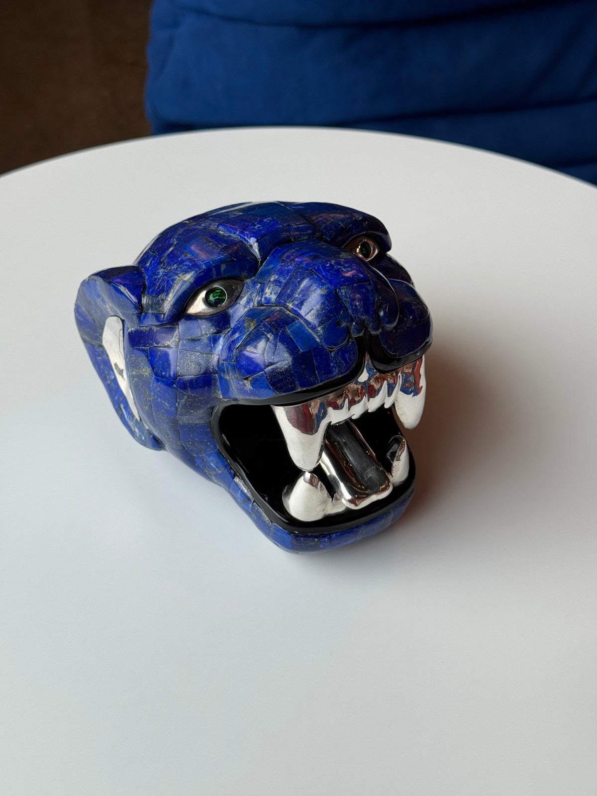 Large Mayan Jaguar Sculpture | Lapis Lazuli Opal and 95% silver accents