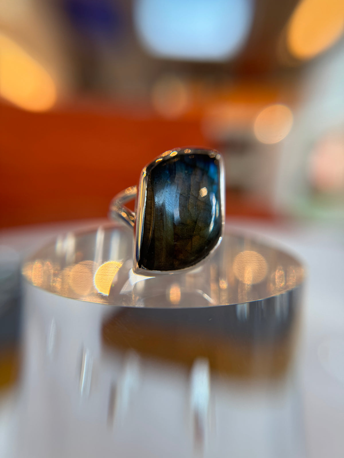 Premium Multi-flash Labradorite Ring Size 7