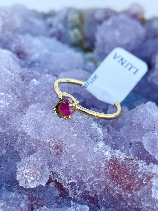 Watermelon Tourmaline - 18k Vermeil Gold Band - 1074