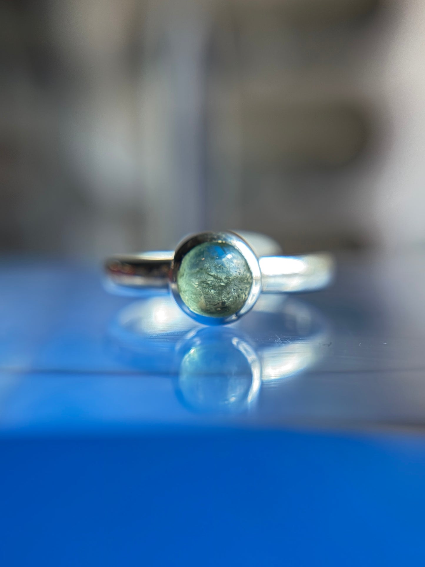 Green Kyanite Ring Size 9 Sterling Silver