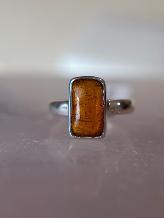 Orange Kyanite Ring Size 4 Sterling Silver