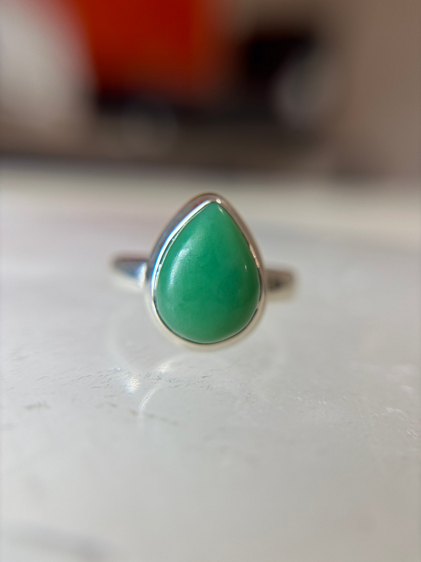 Chrysoprase Ring Size 9 Sterling Silver