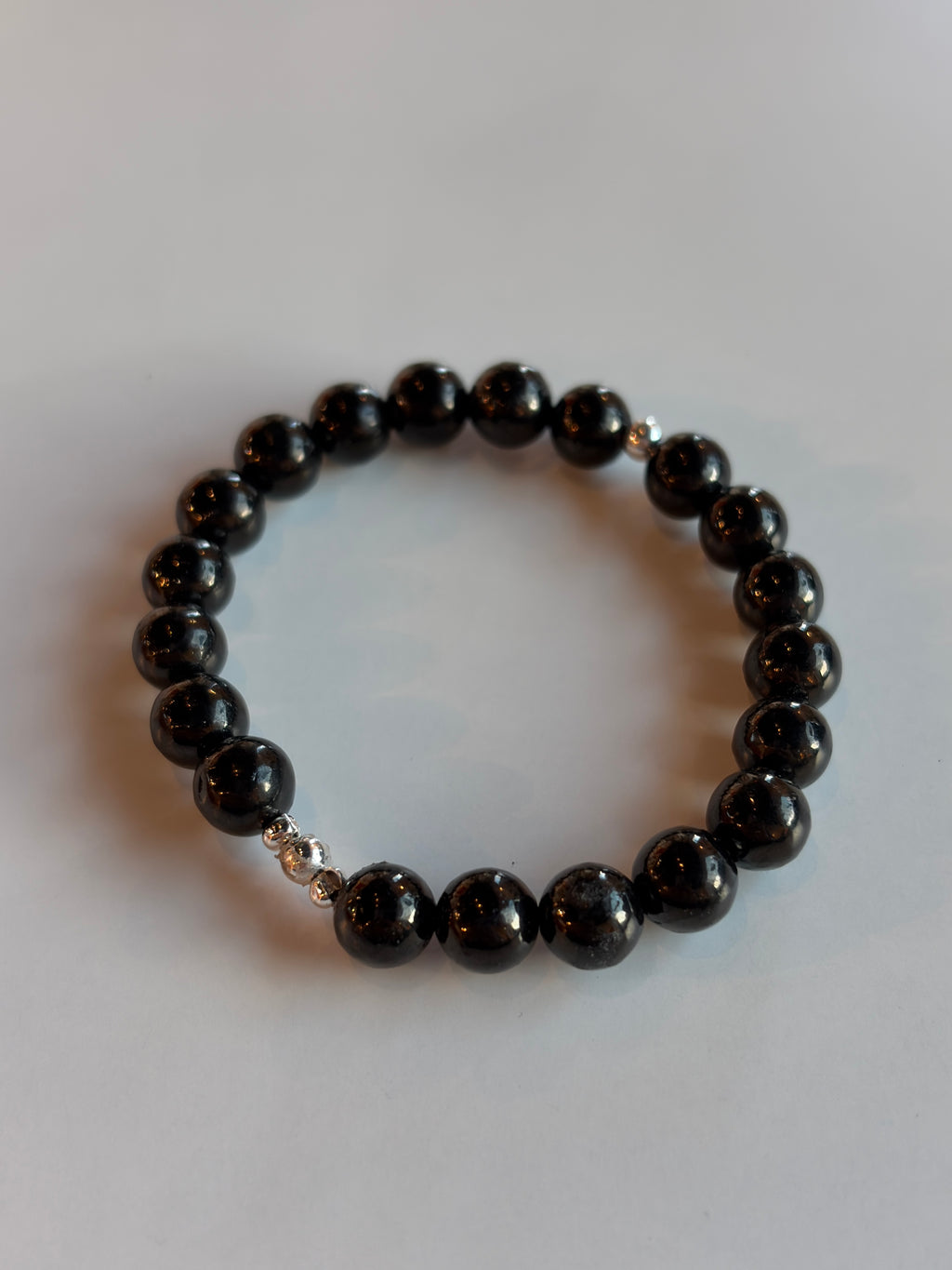 Jet Bracelet 8mm sterling silver