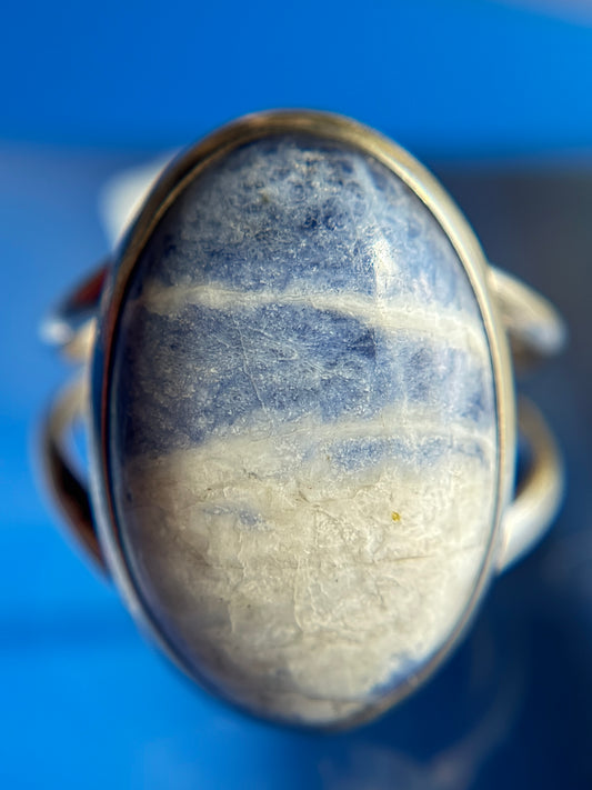 Sodalite Ring Size 12 Sterling Silver