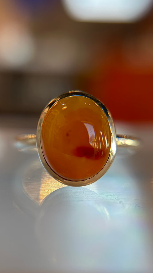 Sterling Silver Carnelian Size 9 Ring