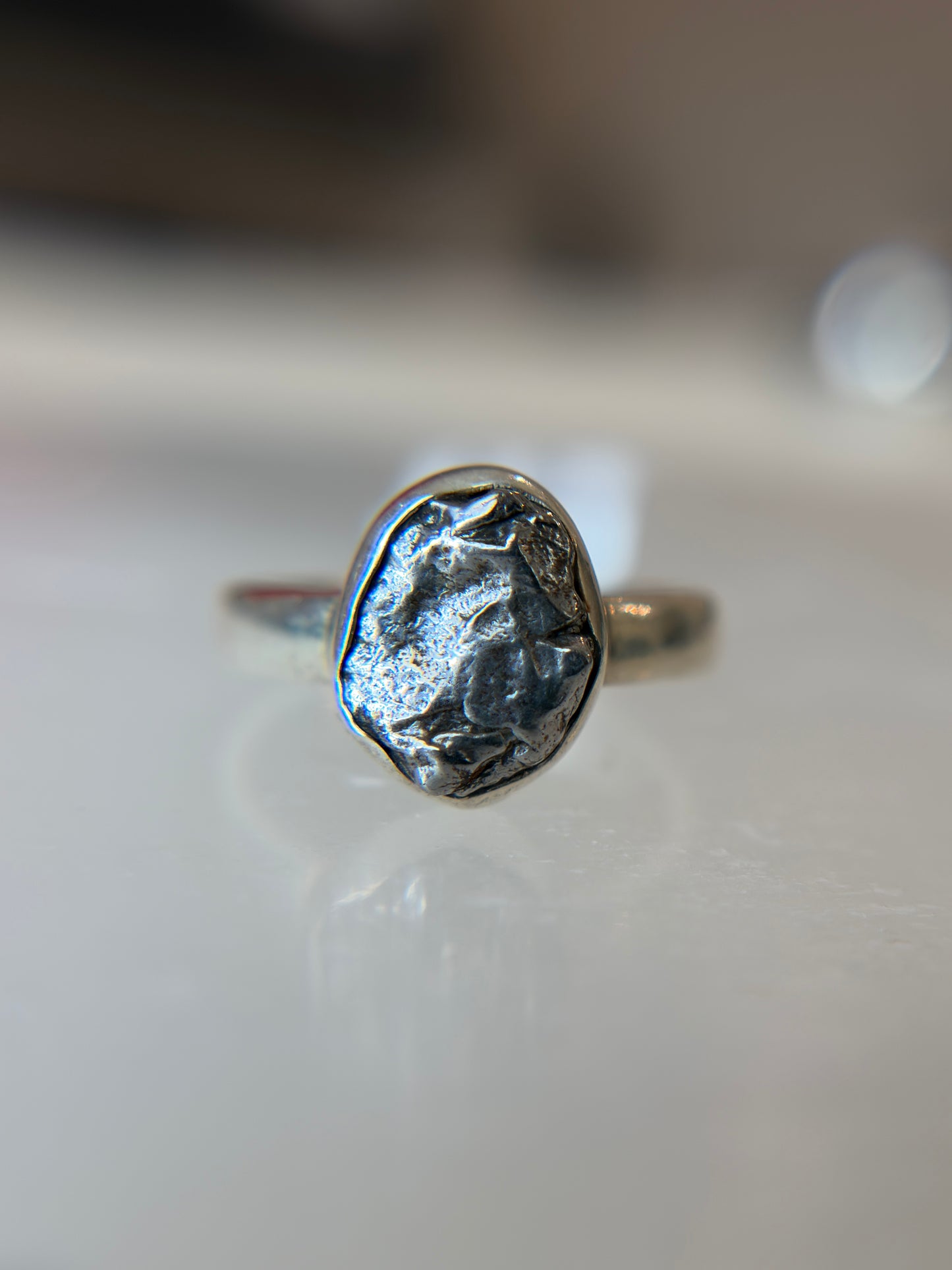 Meteorite from Argentina Sterling Silver Ring Size 6