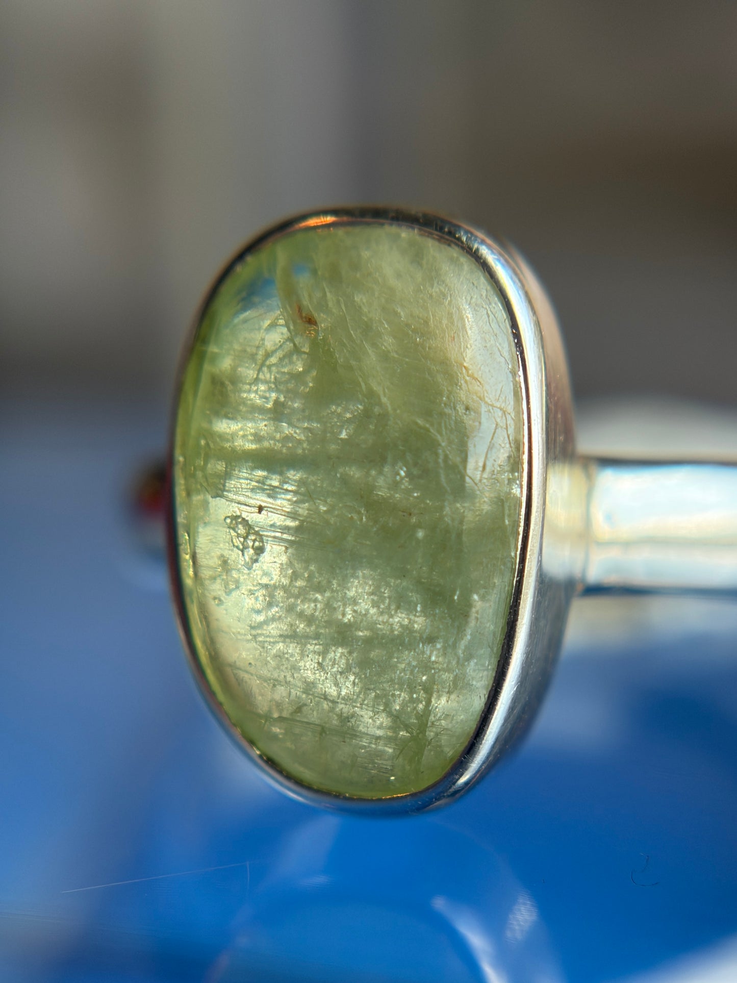 Green Kyanite Ring Size 7 Sterling Silver