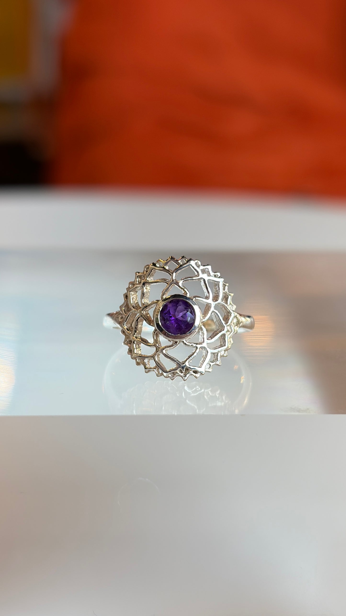 Crown Chakra Amethyst Ring Size 7